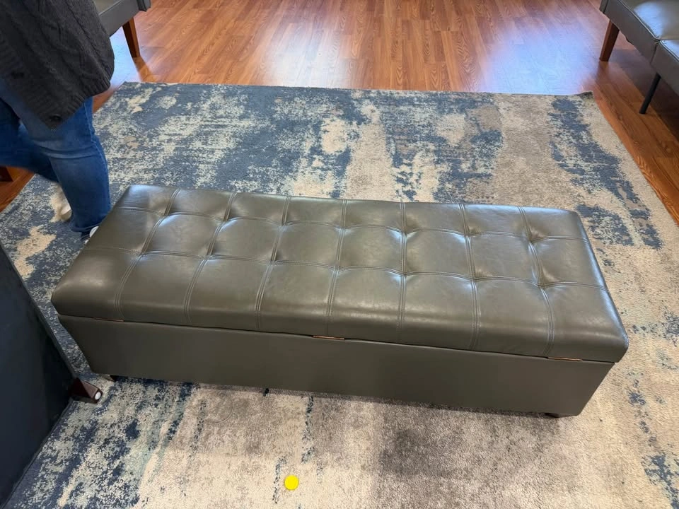 Grey Tufted Storage Ottoman - photo 2
