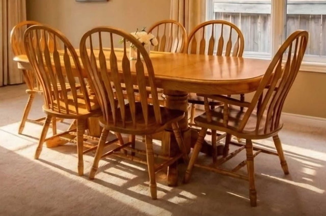Table with 6 Chairs, Hutch with Buffet