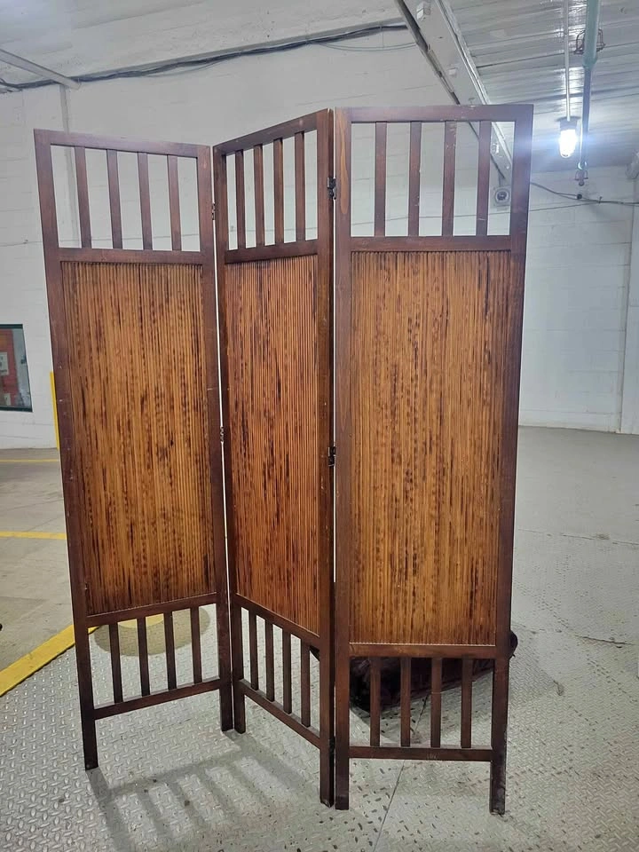 Vintage Wood 3-Panel Folding Room Divider / Privacy Screen