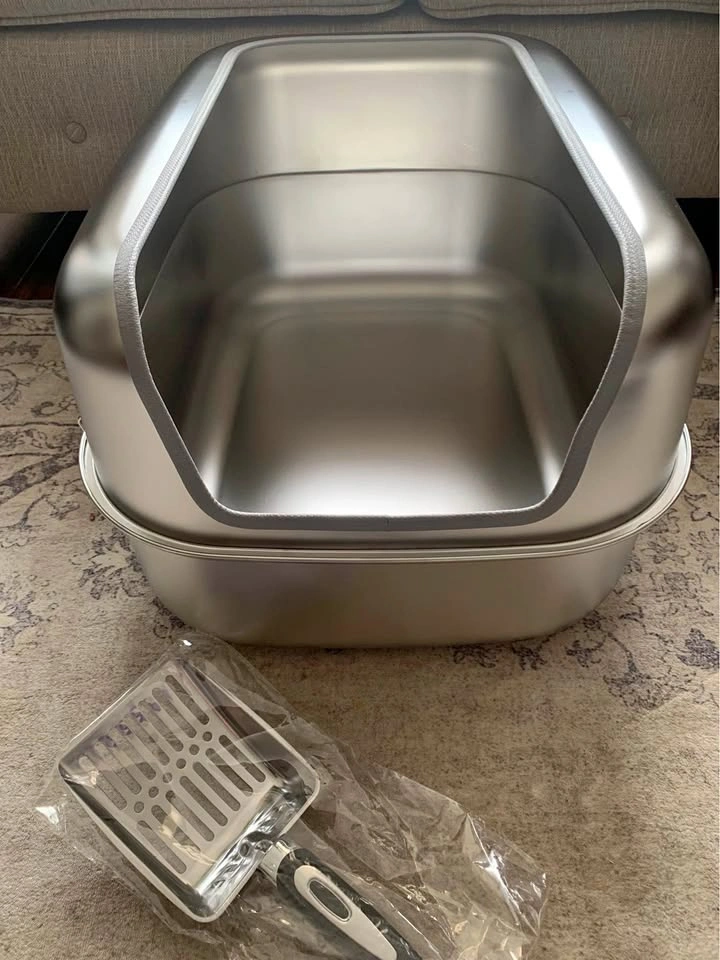 Bartuke XXL Stainless Steel Semi-Enclosed Cat Litter Box