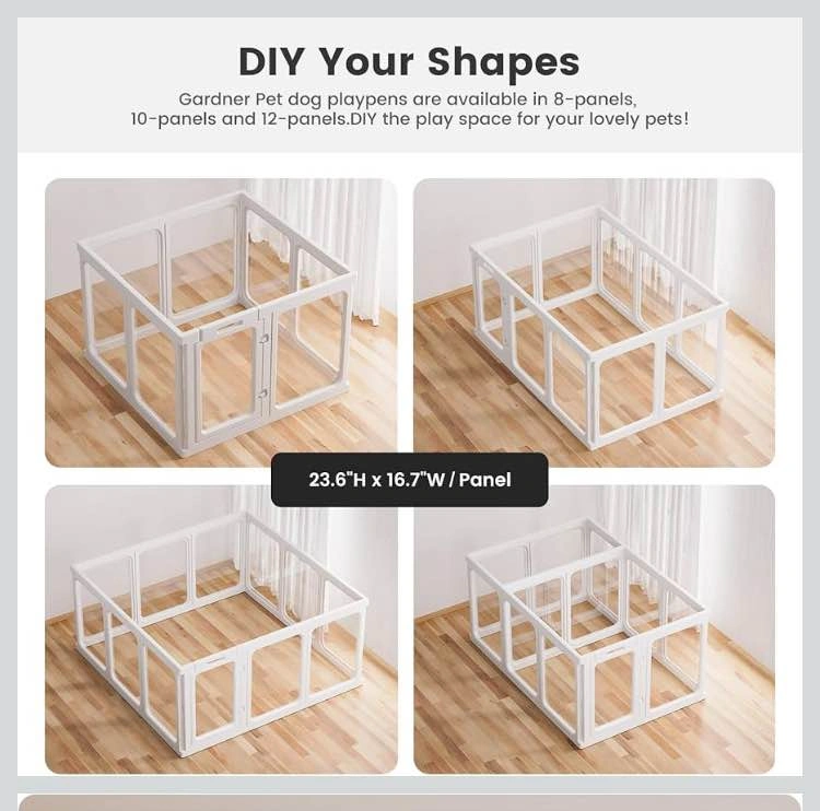 24” Modular Dog Pen 10-Panel Clear Acrylic Pet Playpen - photo 3