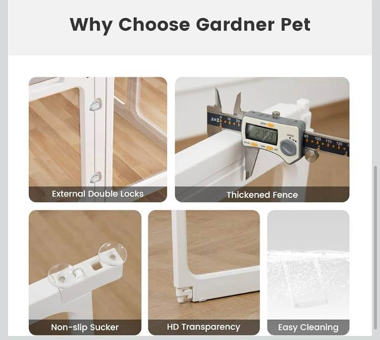 24” Modular Dog Pen 10-Panel Clear Acrylic Pet Playpen - photo 4