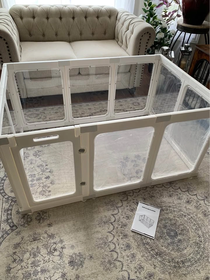 24” Modular Dog Pen 10-Panel Clear Acrylic Pet Playpen - photo 5