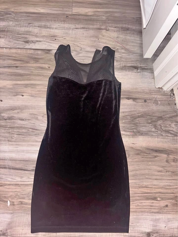 Garage Velvet Mesh Mini Dress