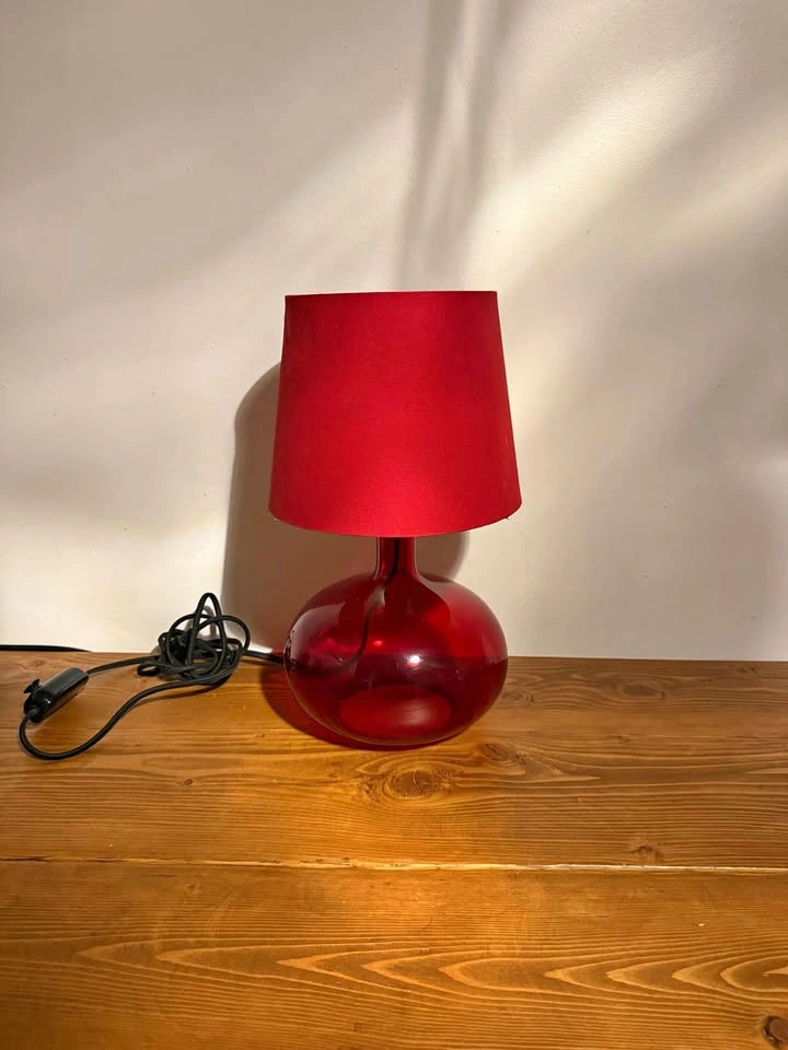 IKEA Red Glass Table Lamp