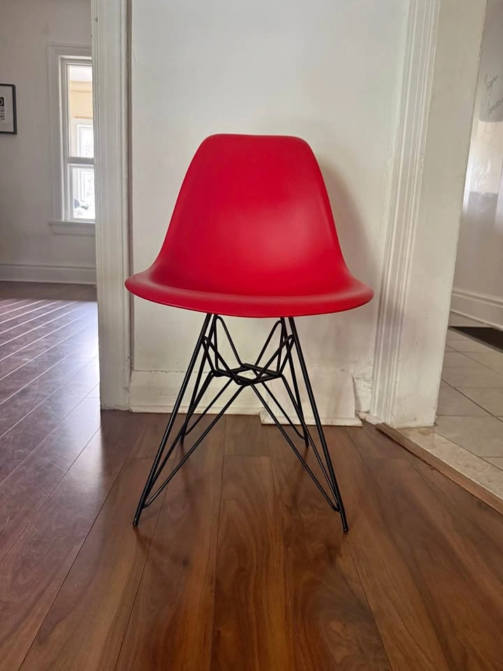 Red Eames Style Accent Chair - Modern Mid Century