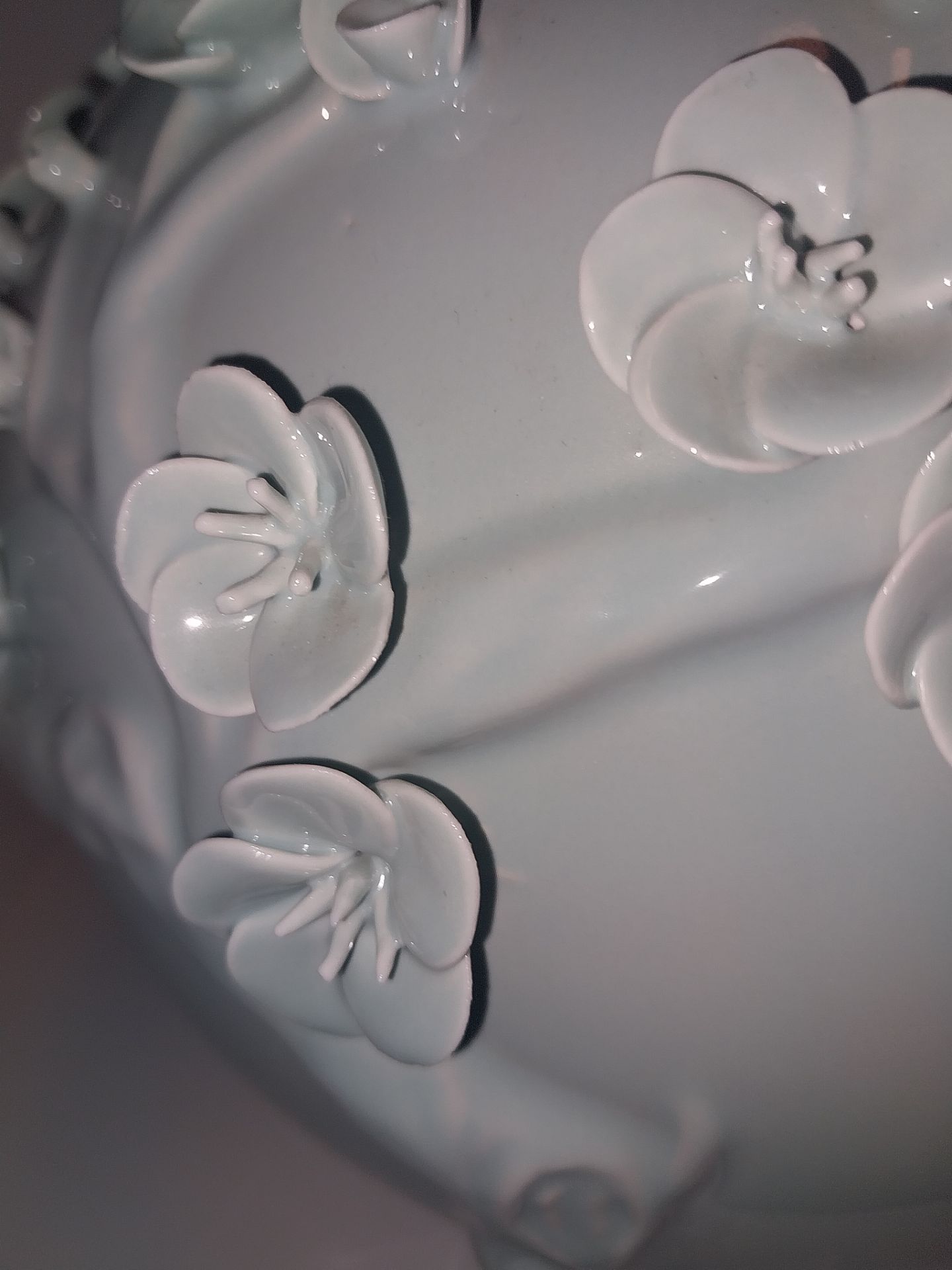 Celadon Floral Ceramic Vase – 12" × 12" - photo 5