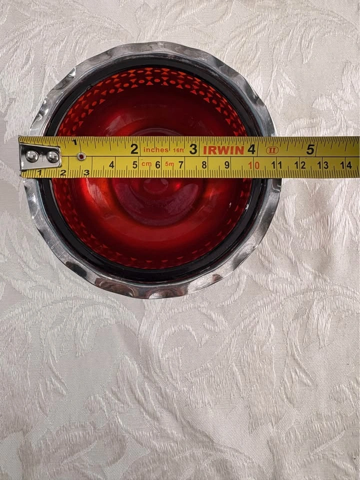 Vintage Silver Plated Bowl with Red Glass Liner - Made in Englan - photo 4