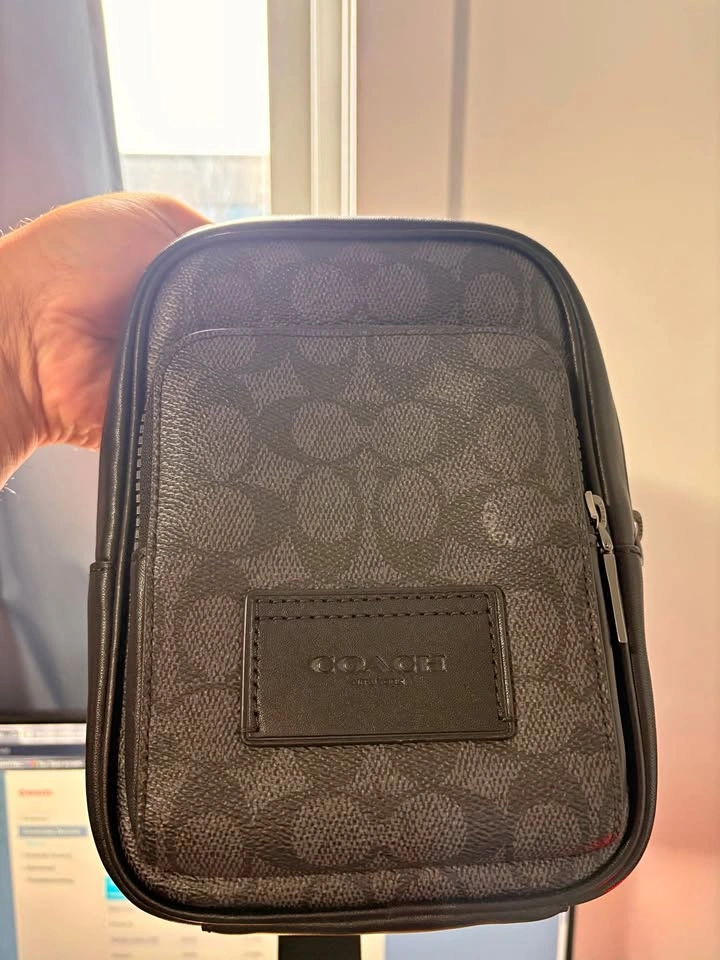Unisex Coach Racer Sling Pack - gunmetal/charcoal/black
