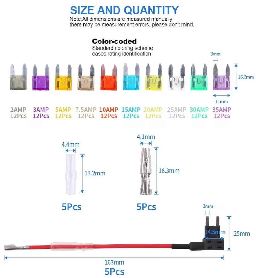 GLARKS 120pc Car Blade Fuses & Fuse Taps Kit - photo 2