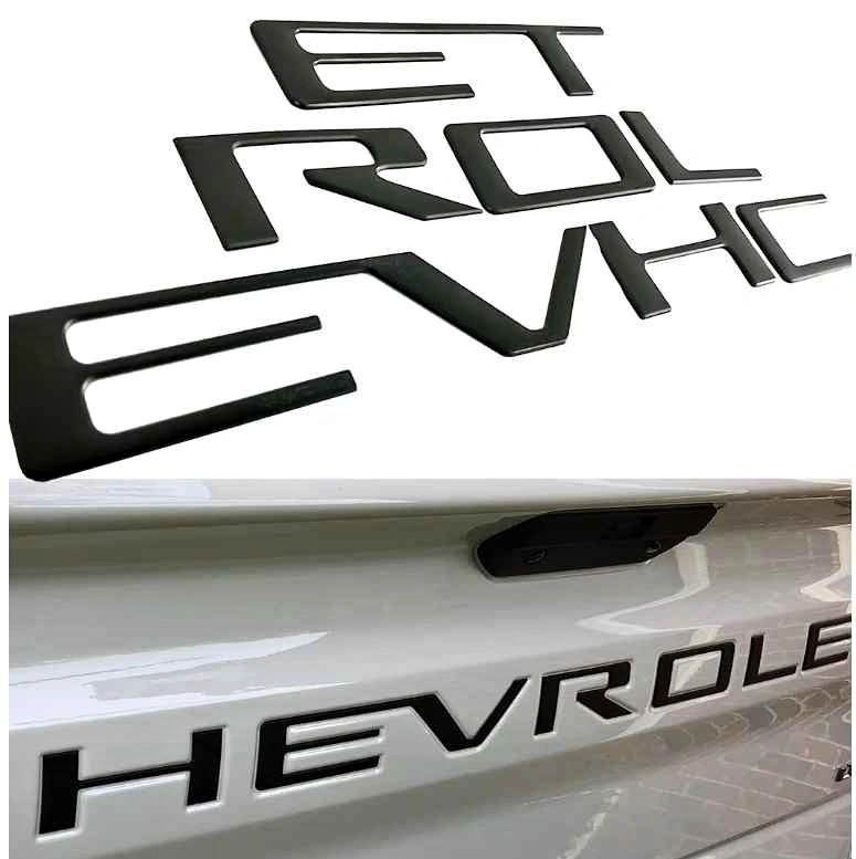 Black Chevy Silverado Tailgate Letters 2019-2025