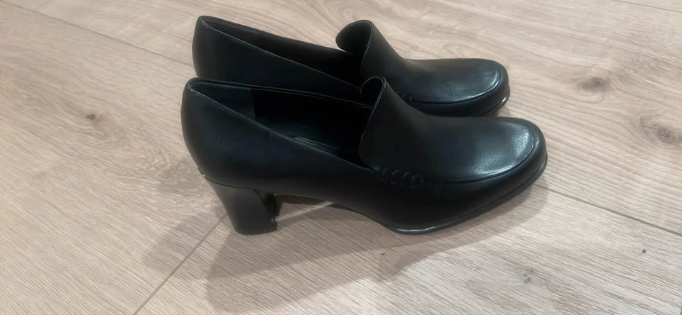 NEW Franco Sarto "Nolan" Black Leather Block Heel Loafers – Size - photo 2