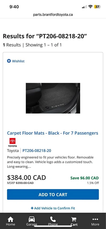 Toyota SIENNA floor mat