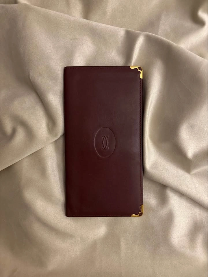 Vintage Must de Cartier Bordeaux Leather Clutch & Long Wallet Se - photo 2