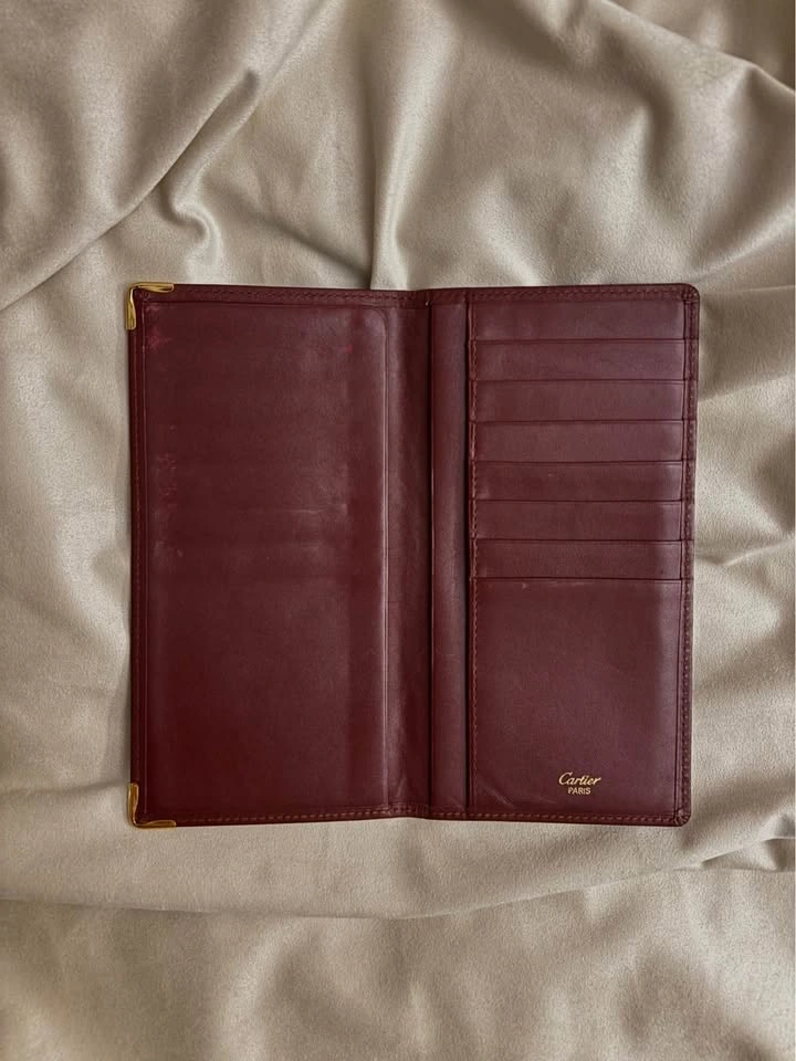 Vintage Must de Cartier Bordeaux Leather Clutch & Long Wallet Se - photo 4