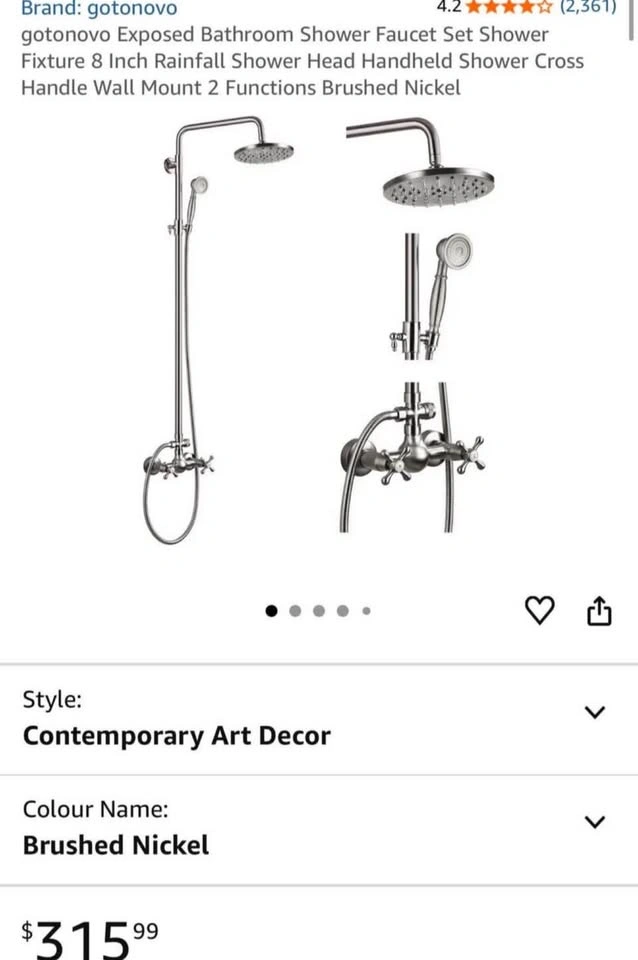 Gotonovo Rainfall Shower Faucet Set – Brushed Nickel - photo 3