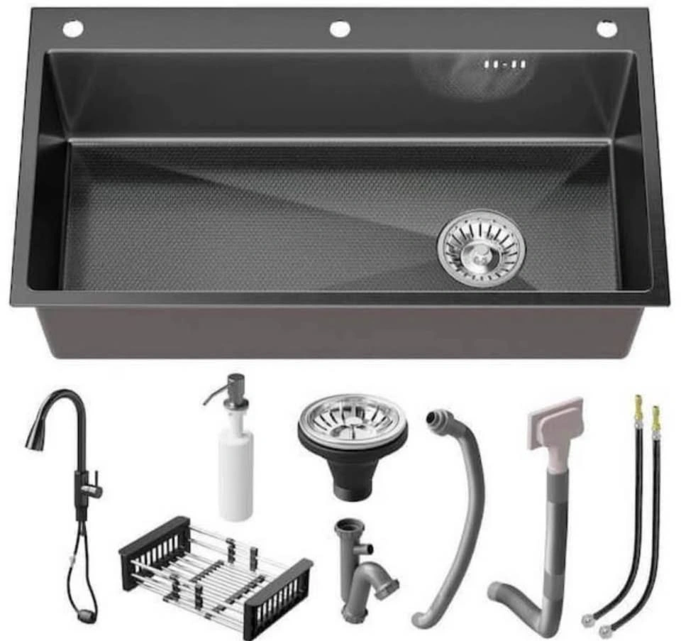 Brand New 32” Workstation Kitchen Sink with Faucet & Accessories - photo 3
