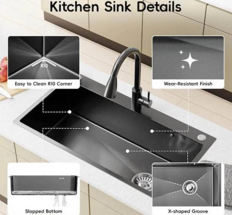 Brand New 32” Workstation Kitchen Sink with Faucet & Accessories - photo 5