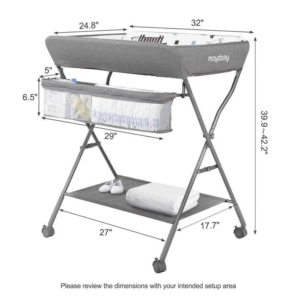 Maydolly Baby Changing Table with Wheels – Adjustable & Foldable - photo 4
