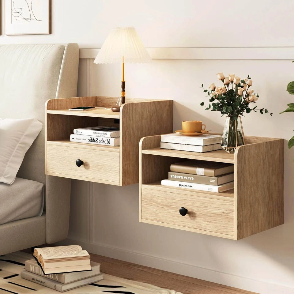 Floating Nightstand Set of 2 with Charging Station – Brand New