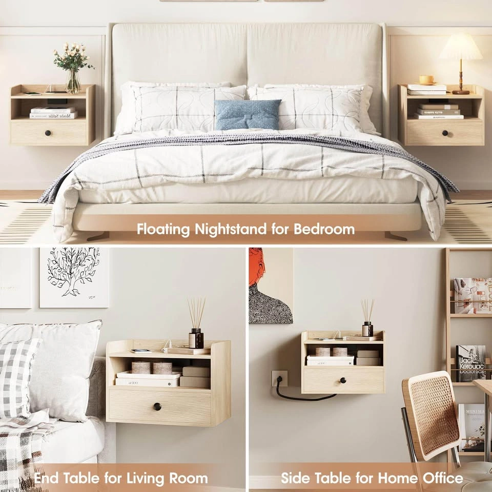 Floating Nightstand Set of 2 with Charging Station – Brand New - photo 4