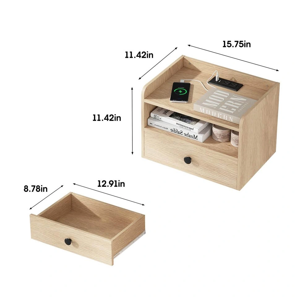 Floating Nightstand Set of 2 with Charging Station – Brand New - photo 5