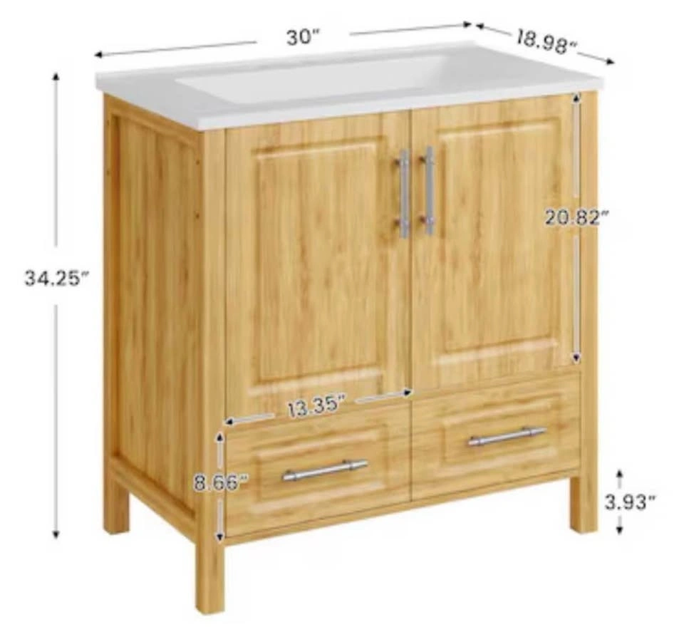 Brand New 30” Burlywood Bathroom Vanity with White Polymarble Si - photo 2