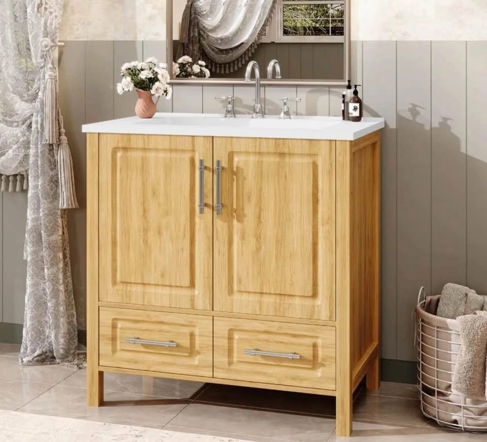 Brand New 30” Burlywood Bathroom Vanity with White Polymarble Si - photo 3