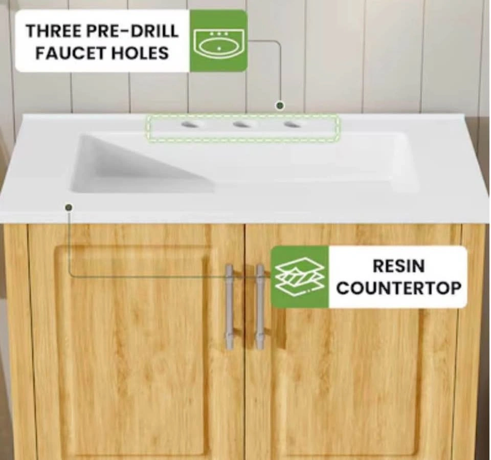 Brand New 30” Burlywood Bathroom Vanity with White Polymarble Si - photo 5