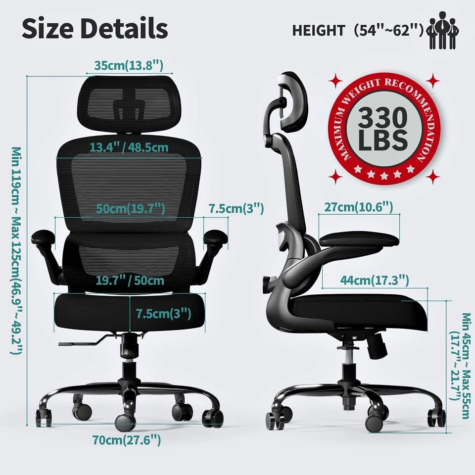 Ergonomic Mesh Office Chair – High Back, 330 lb Capacity