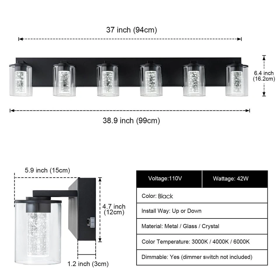 SineRise 6-Light LED Bathroom Vanity Light - photo 3