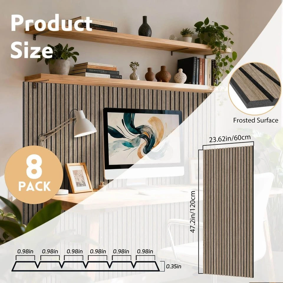 Brand New RITOLLO Walnut Acoustic Slat Wall Panels – 8 Pack - photo 2