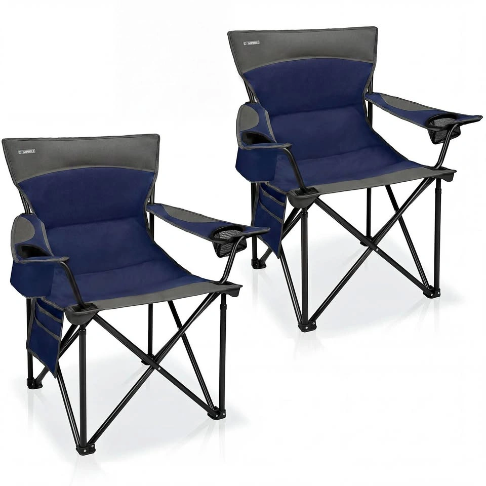 2 Pack Oversize Deluxe Camping Chairs with Cup Holders