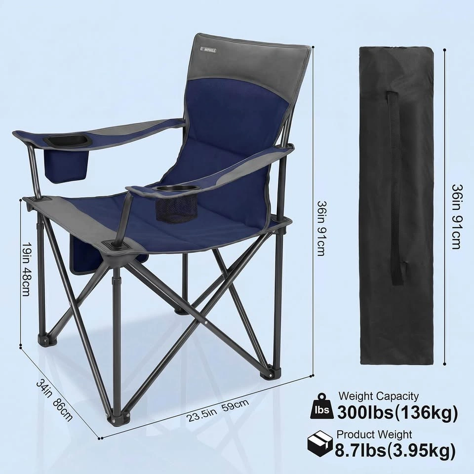 2 Pack Oversize Deluxe Camping Chairs with Cup Holders - photo 2
