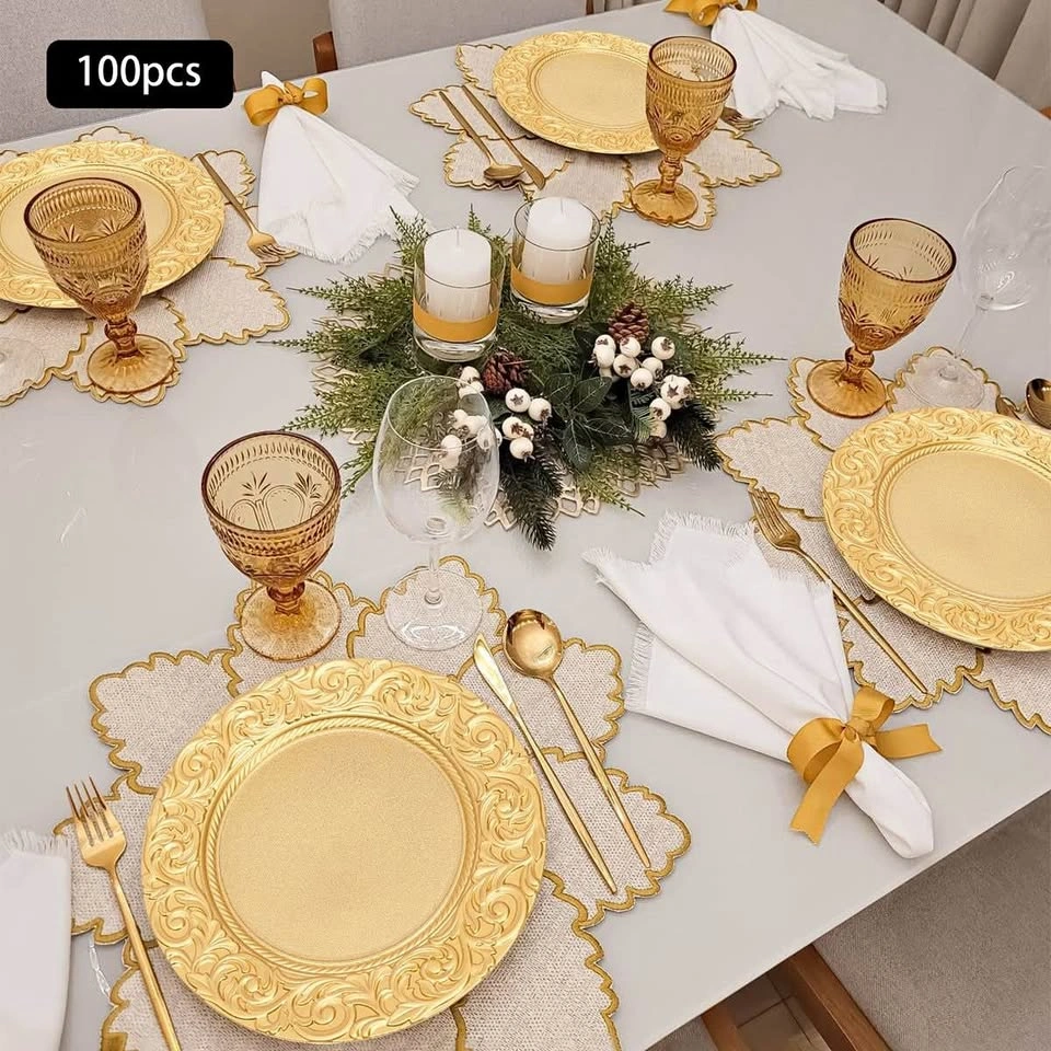 Brand New 100-Piece Gold Charger Plate Set – 13 Inch