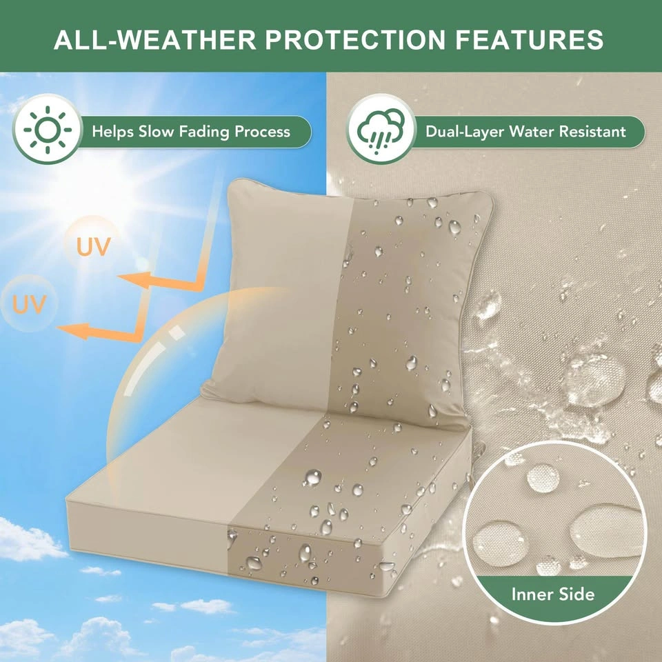 Outdoor Chair Cushions Set of 4 –Cream (24”x24”) - photo 4
