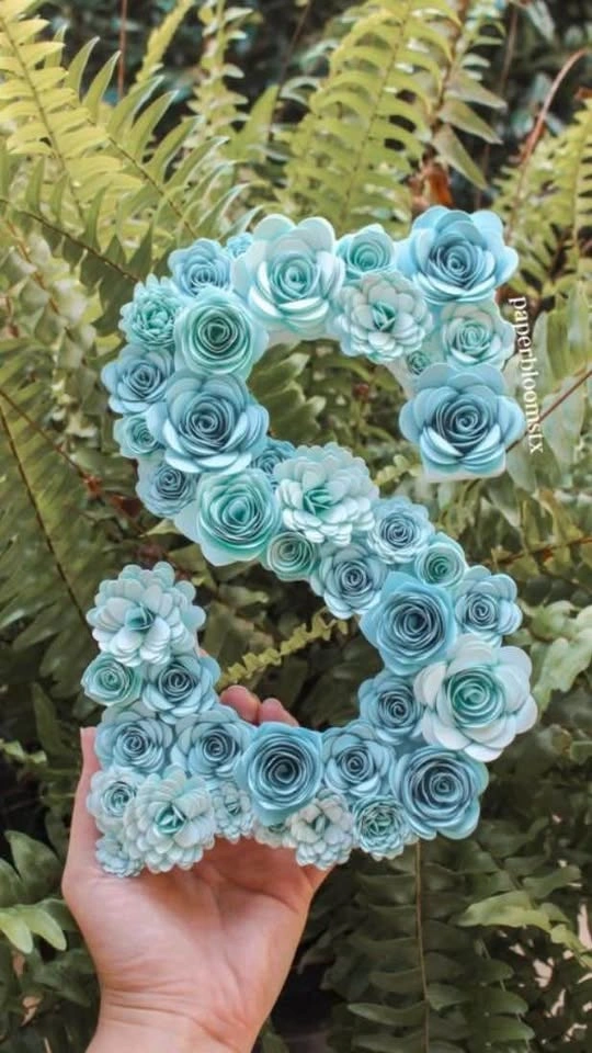 Custom Rolled Paper Flower Letter | Personalized Monogram Decor - photo 2