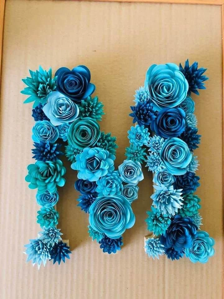 Custom Rolled Paper Flower Letter | Personalized Monogram Decor - photo 3