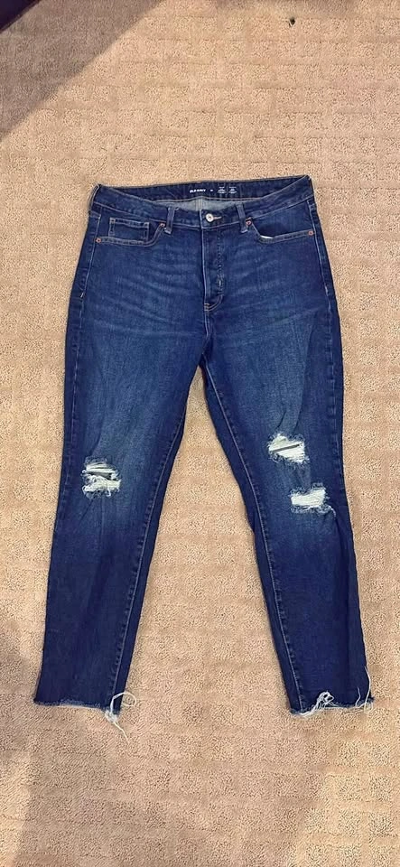 Old Navy O.G. Straight High-Rise Distressed Jeans Size 14
