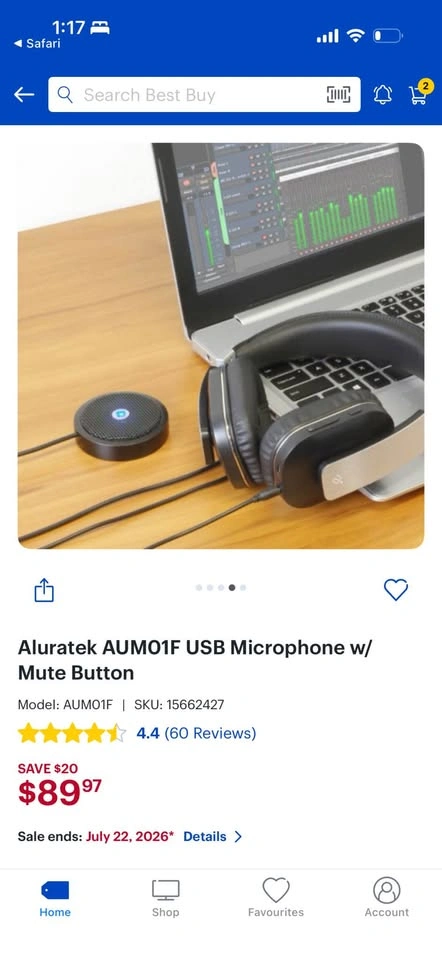 Aluratek USB Conference / Zoom Microphone with Mute Button (New) - photo 2