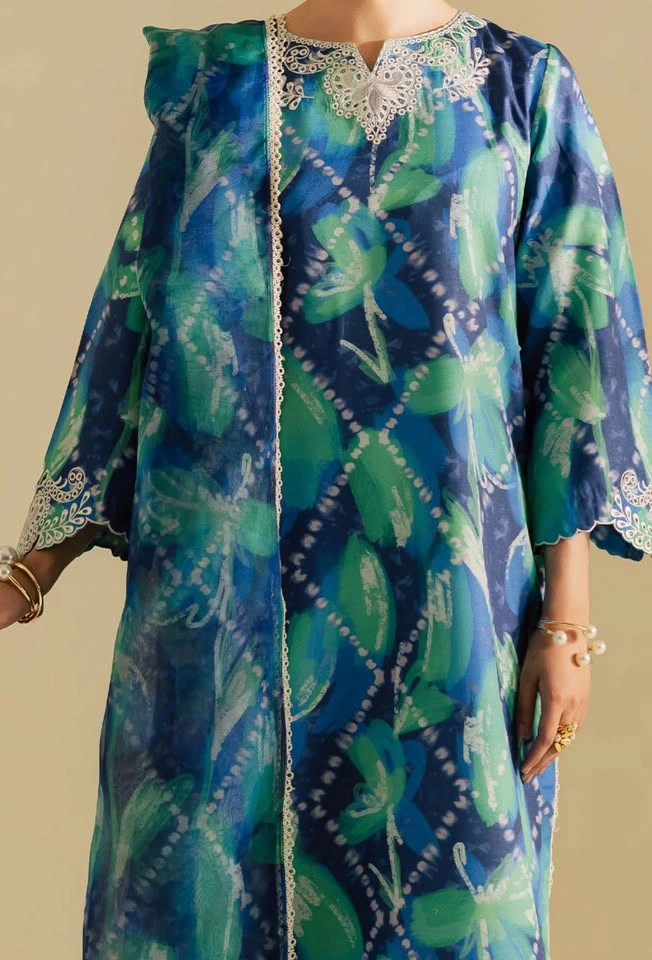 Summer Style 3 Piece Lawn Silk Suit Large and Medium