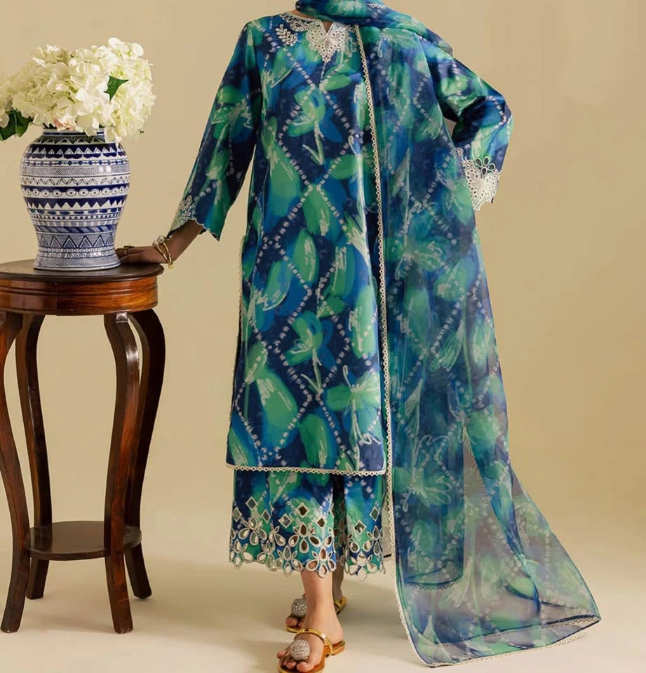 Summer Style 3 Piece Lawn Silk Suit Large and Medium - photo 4