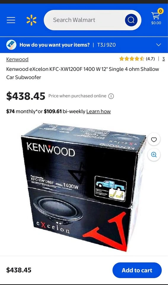 Kenwood eXcelon KFC-XW1200F 12" Flat Subwoofer – 1400W Brand New