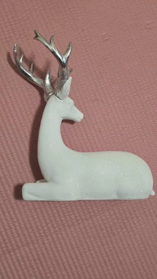 White Glitter Reindeer Figurine with Silver Antlers - photo 2