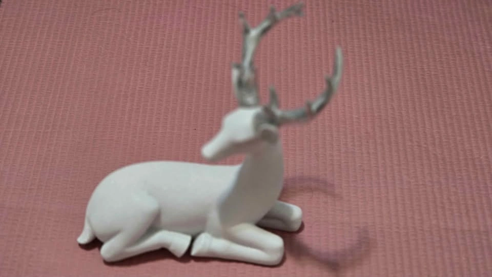 White Glitter Reindeer Figurine with Silver Antlers - photo 3