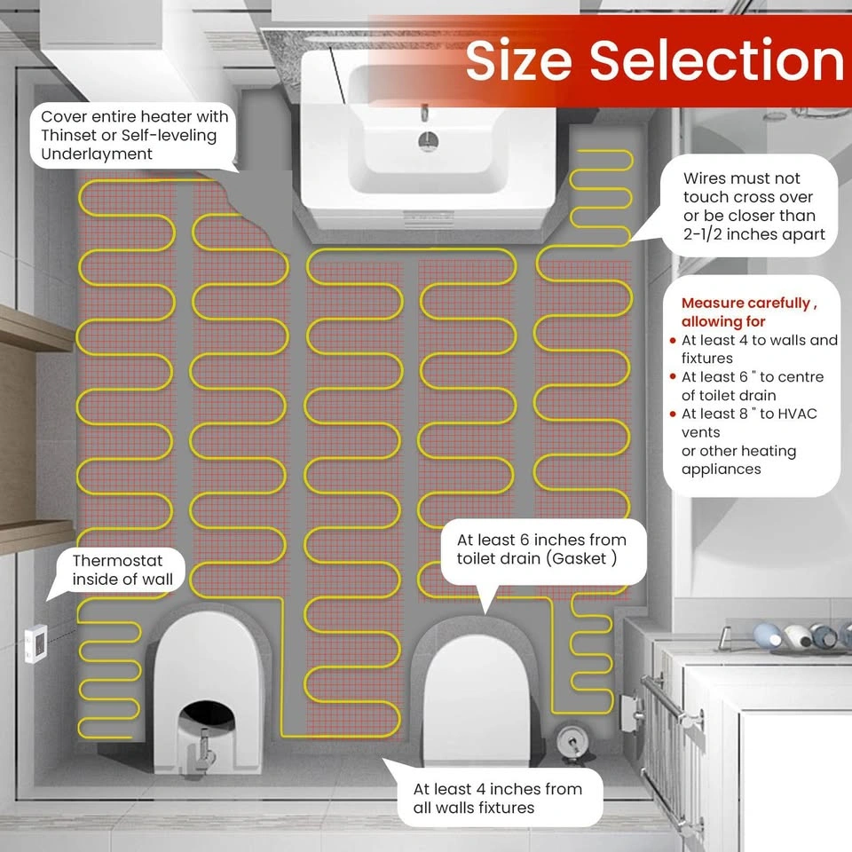90 Sq Ft HEATIT Warmmat Floor Heating System w/ Thermostat - photo 5