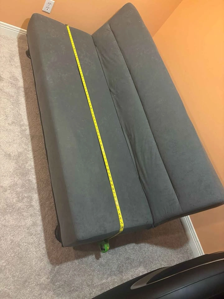 Grey Upholstered Futon Sofa Bed - photo 2