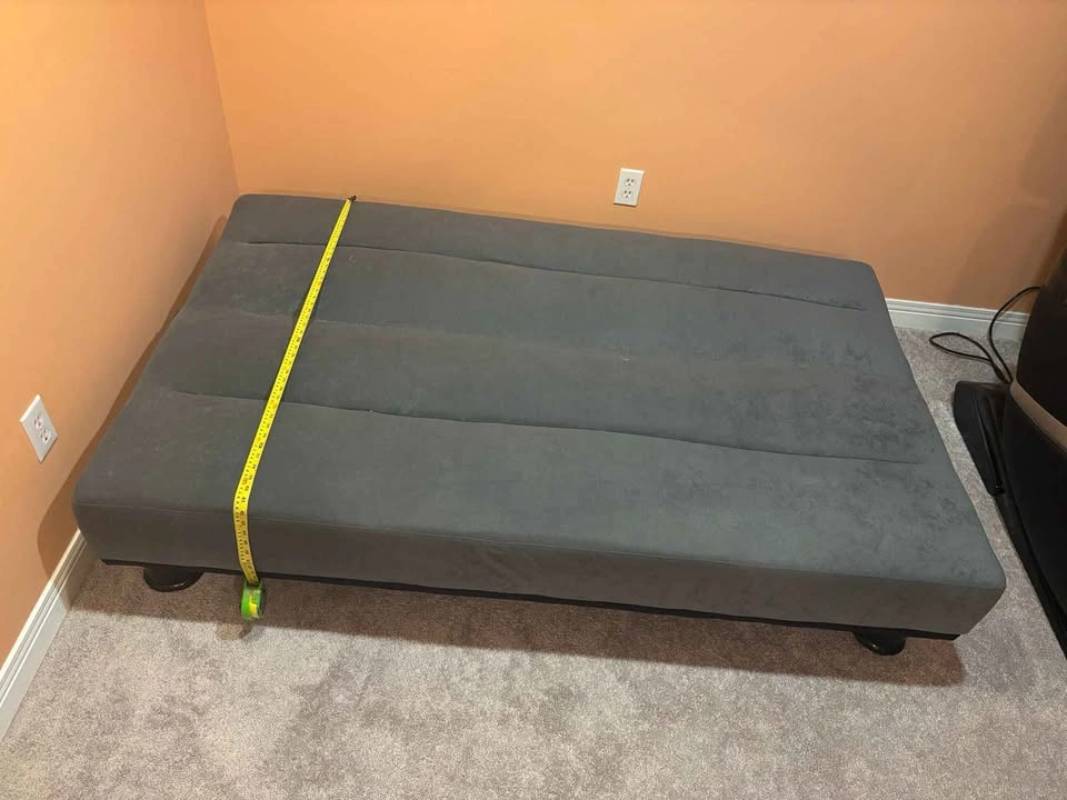 Grey Upholstered Futon Sofa Bed - photo 3