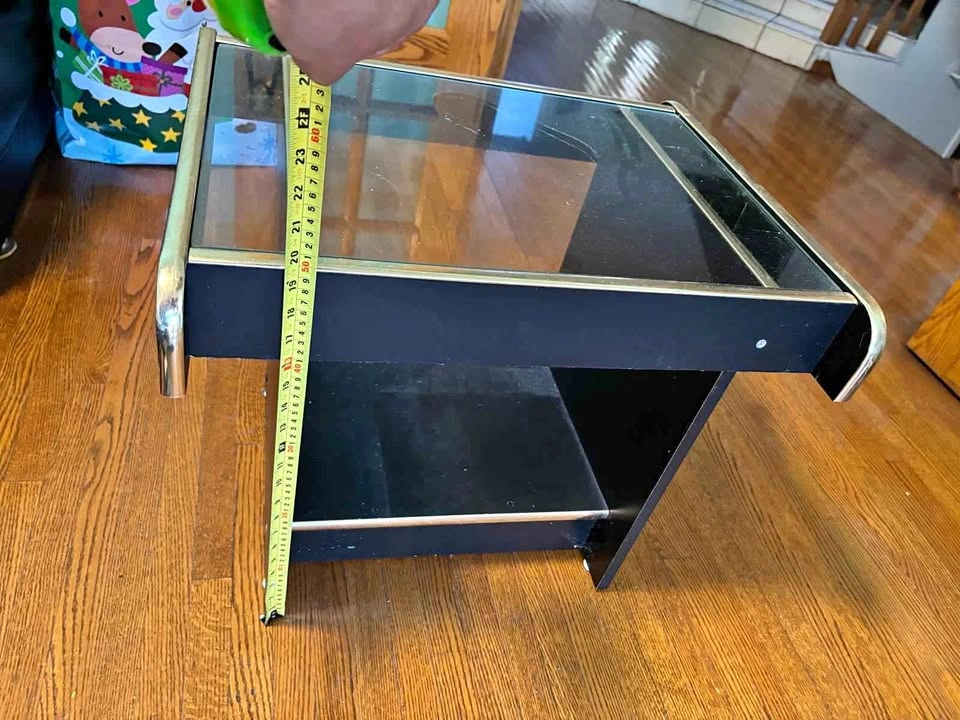 Black Glass Top End Table