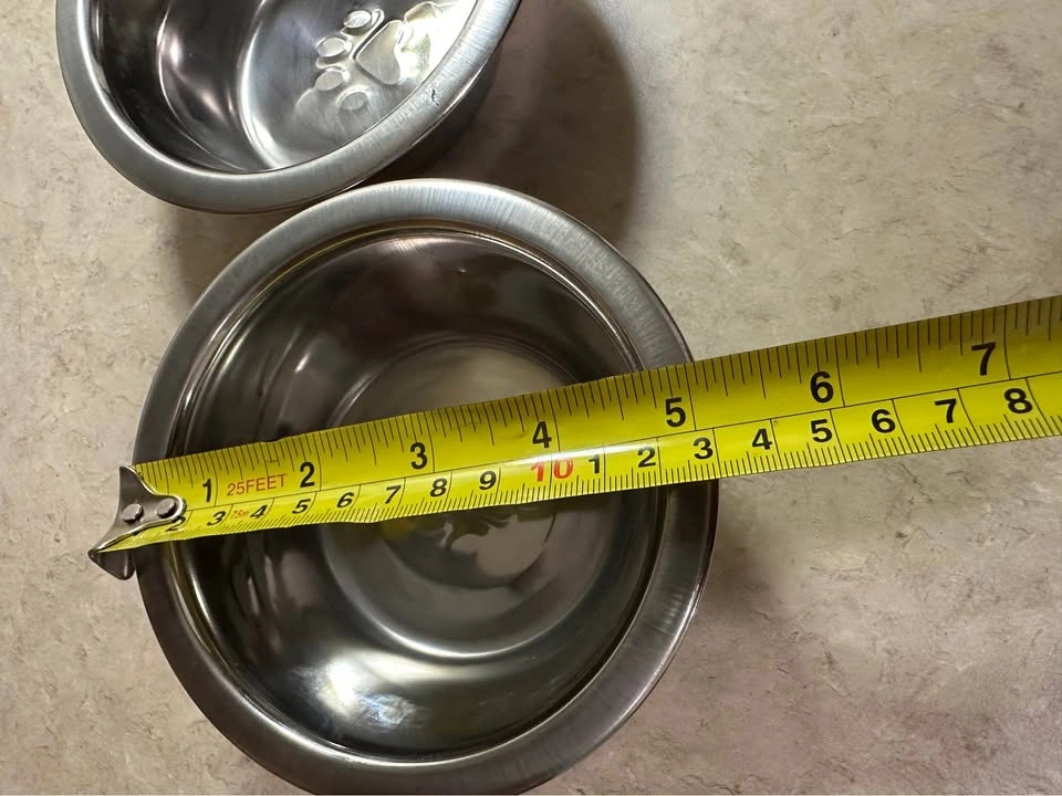 Set of 2 Stainless Steel Paw Print Pet Bowls - photo 4